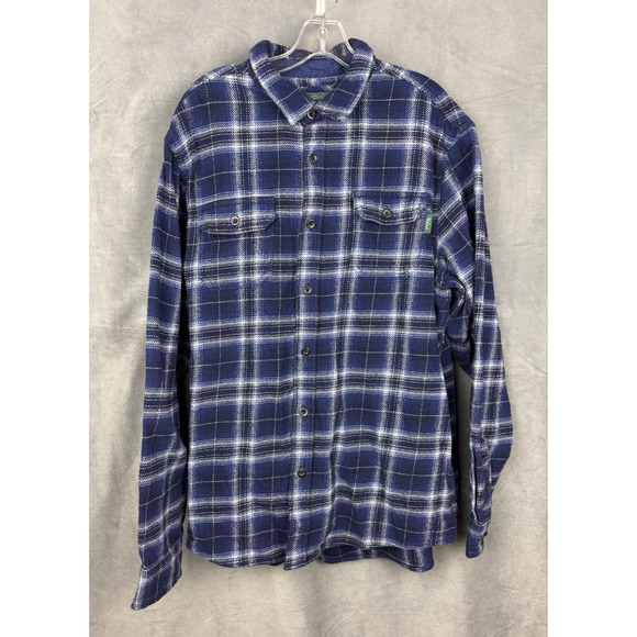 Woolrich Woolen Mills Heavyweight Plaid Flannel Shirt Shacket Mens XL Blue - Picture 13 of 14